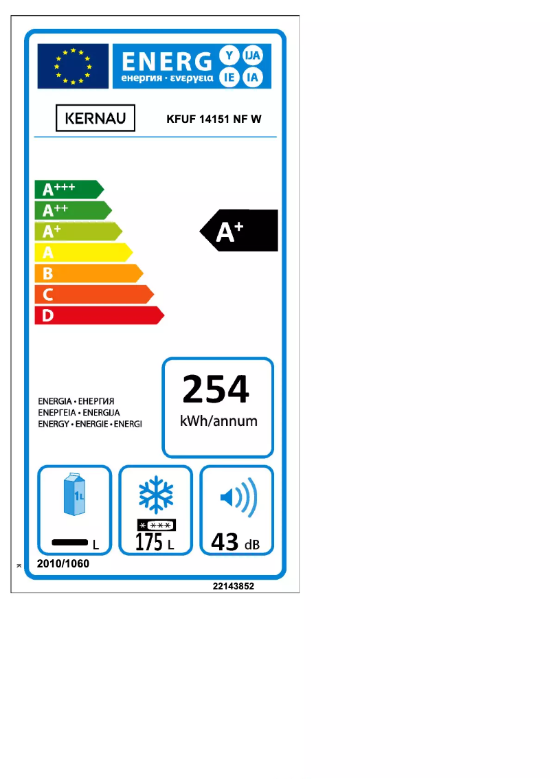 Página 1 del manual Etiqueta energética Kernau KFUF 14151 NF W