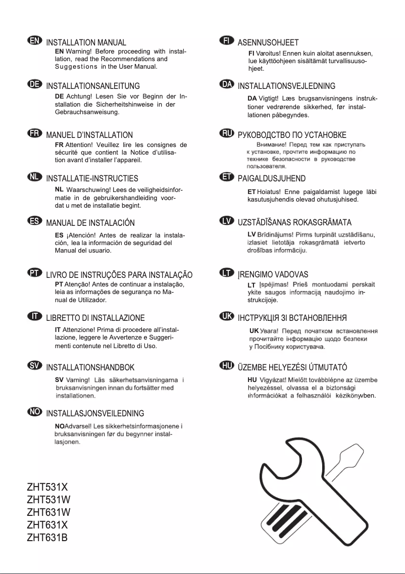 Imagen de la primera página del manual del dispositivo ZHT631W