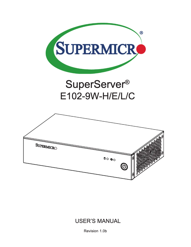 Imagen de la primera página del manual del dispositivo SuperServer E102-9W-C