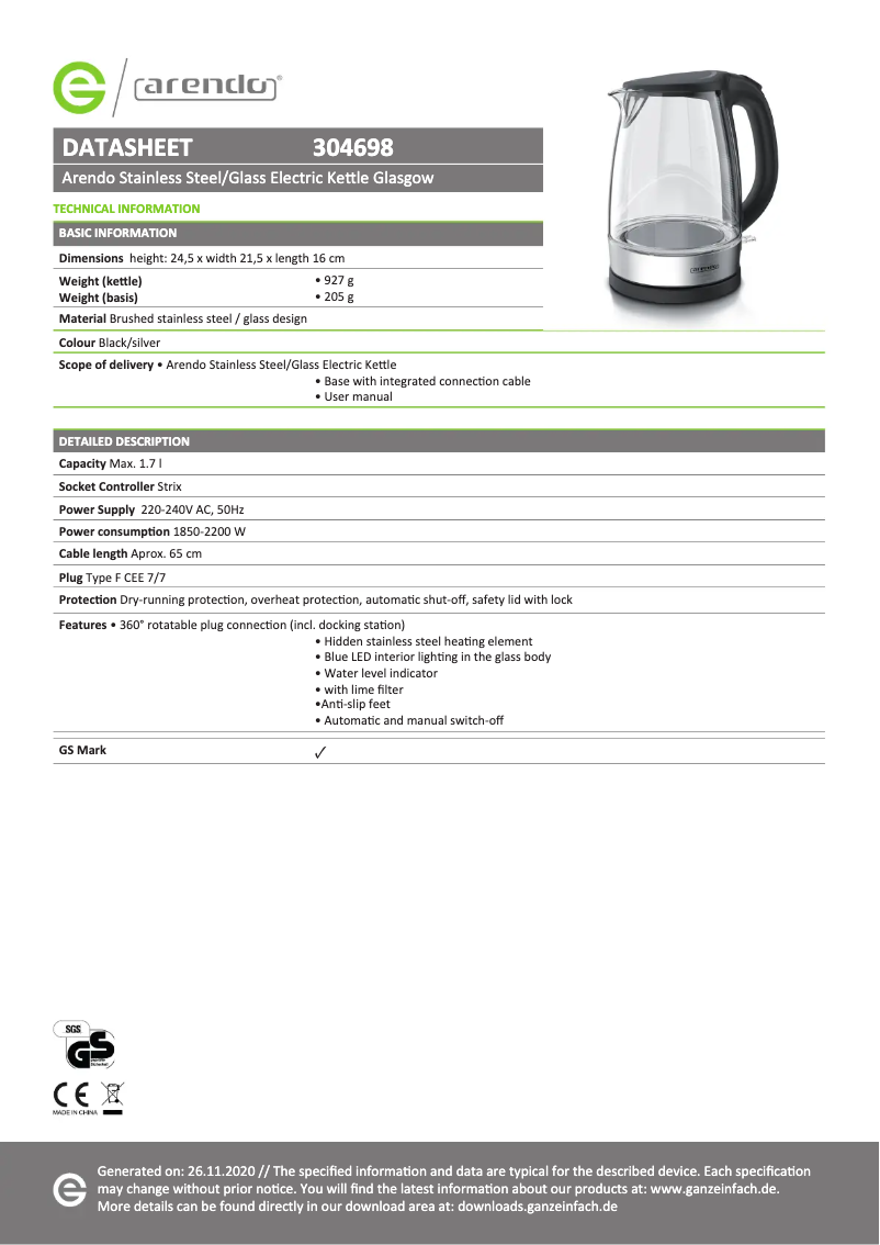Imagen de la primera página del manual del dispositivo Glasgow 304698