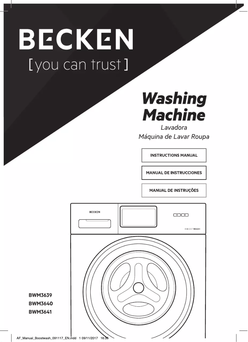 Imagen de la primera página del manual del dispositivo BoostWash BWM3641
