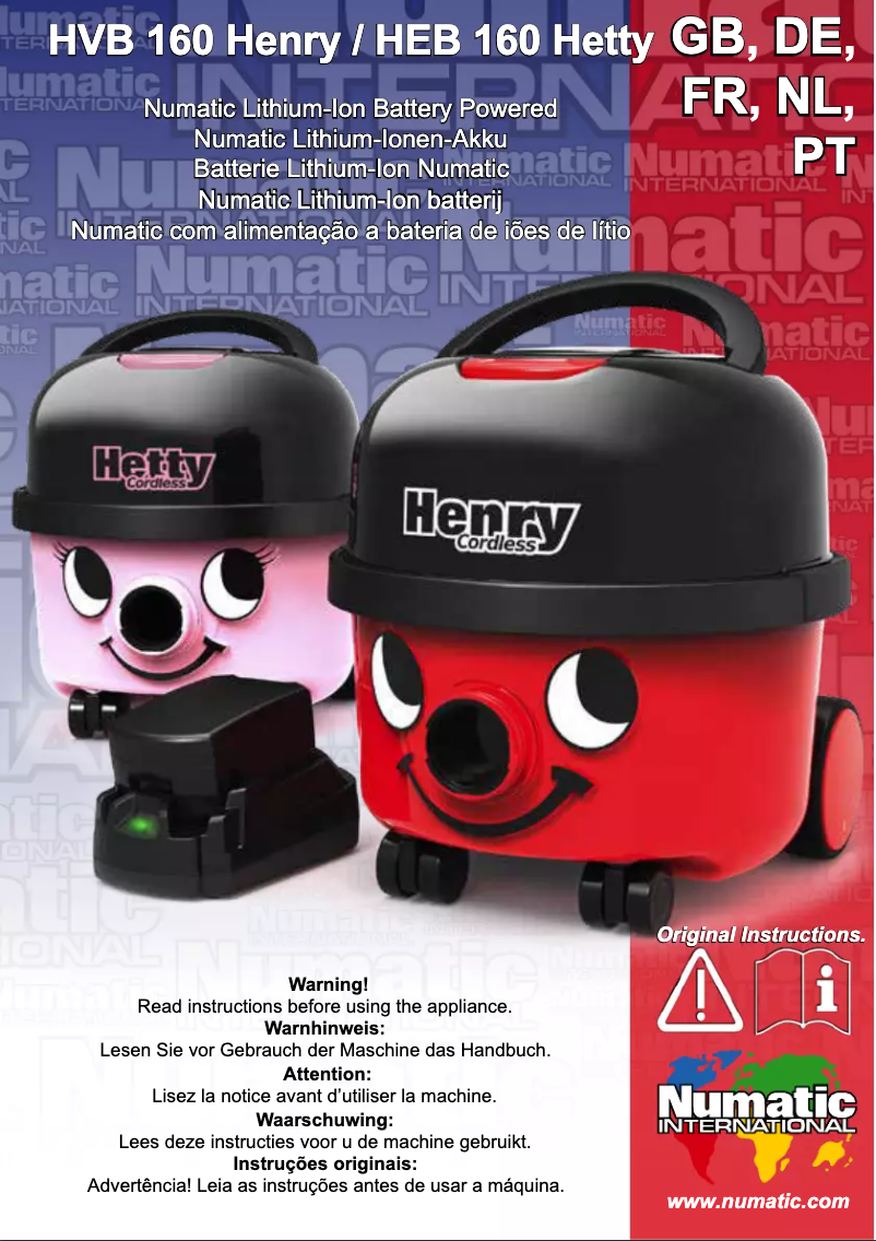 Página 1 del manual Manual de usuario Numatic Hetty Cordless HEB160
