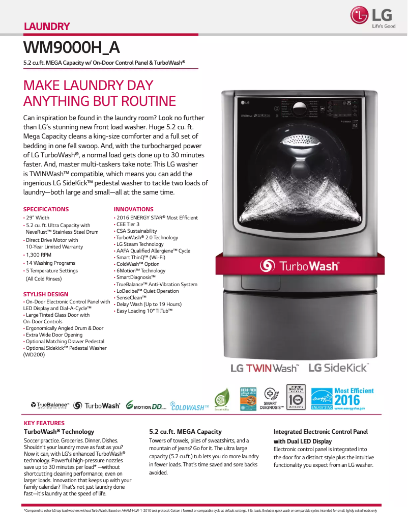 Página nº 1 - Ficha técnica LG WM9000HA