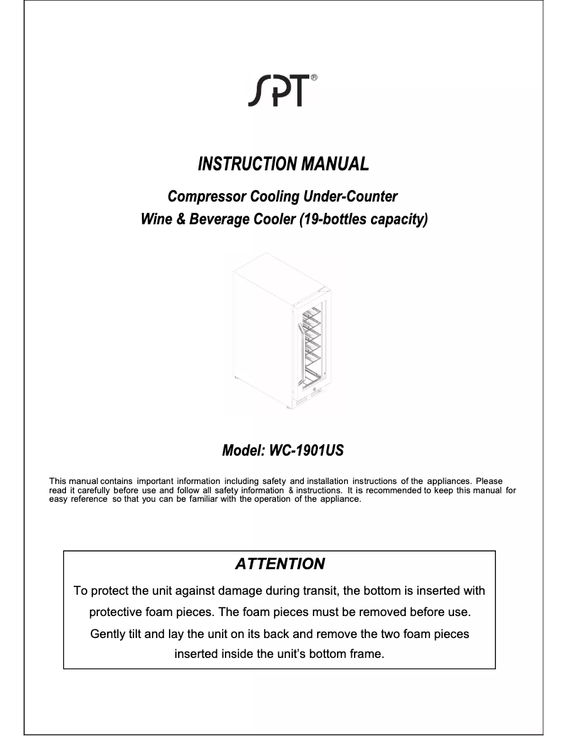 Página 1 del manual Manual de usuario SPT WC-1901US