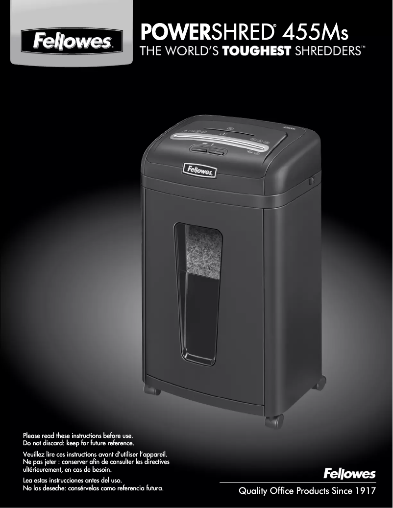 Imagen de la primera página del manual del dispositivo Powershred 455Ms