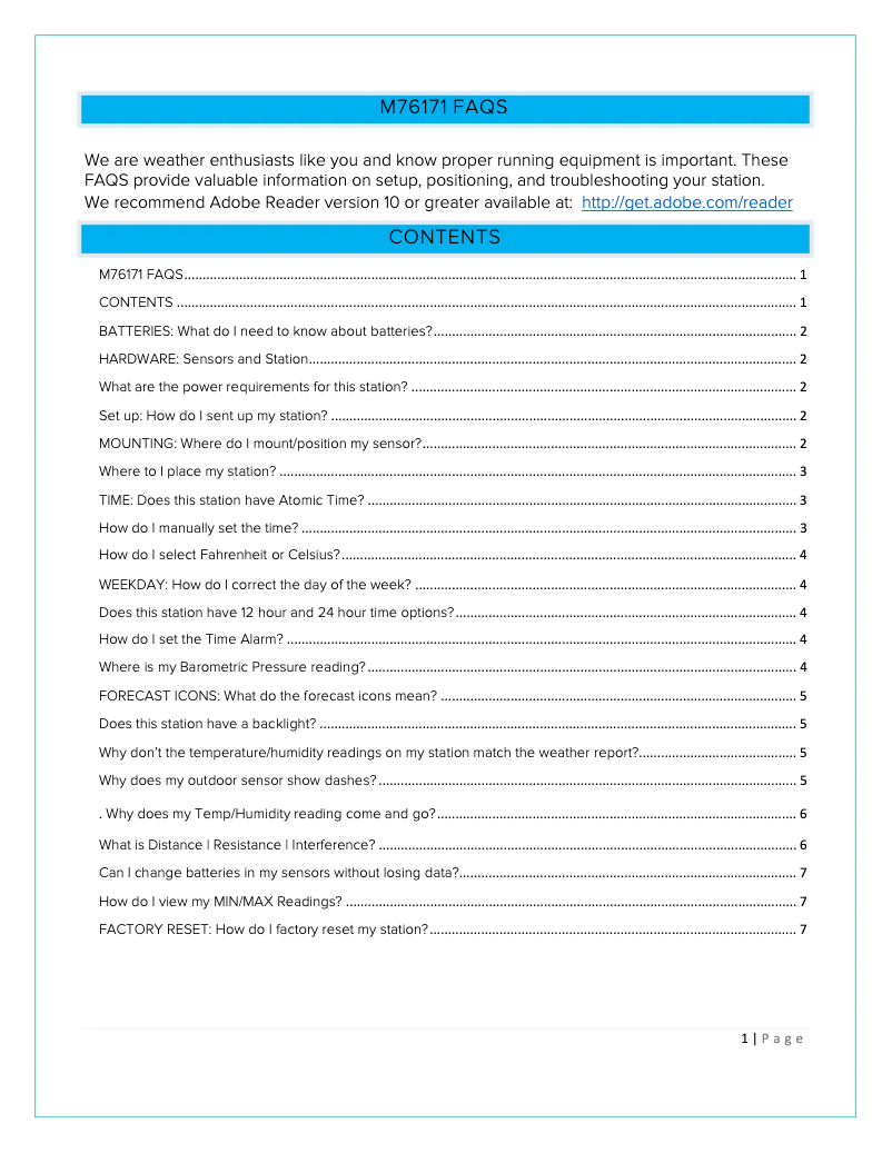 Página nº 1 - Preguntas frecuentes La Crosse Technology M76171