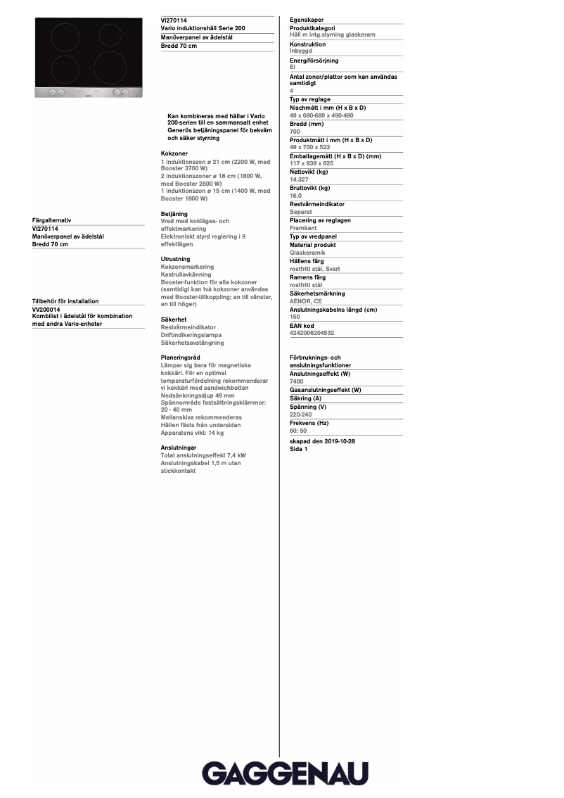 Imagen de la primera página del manual del dispositivo VI270114