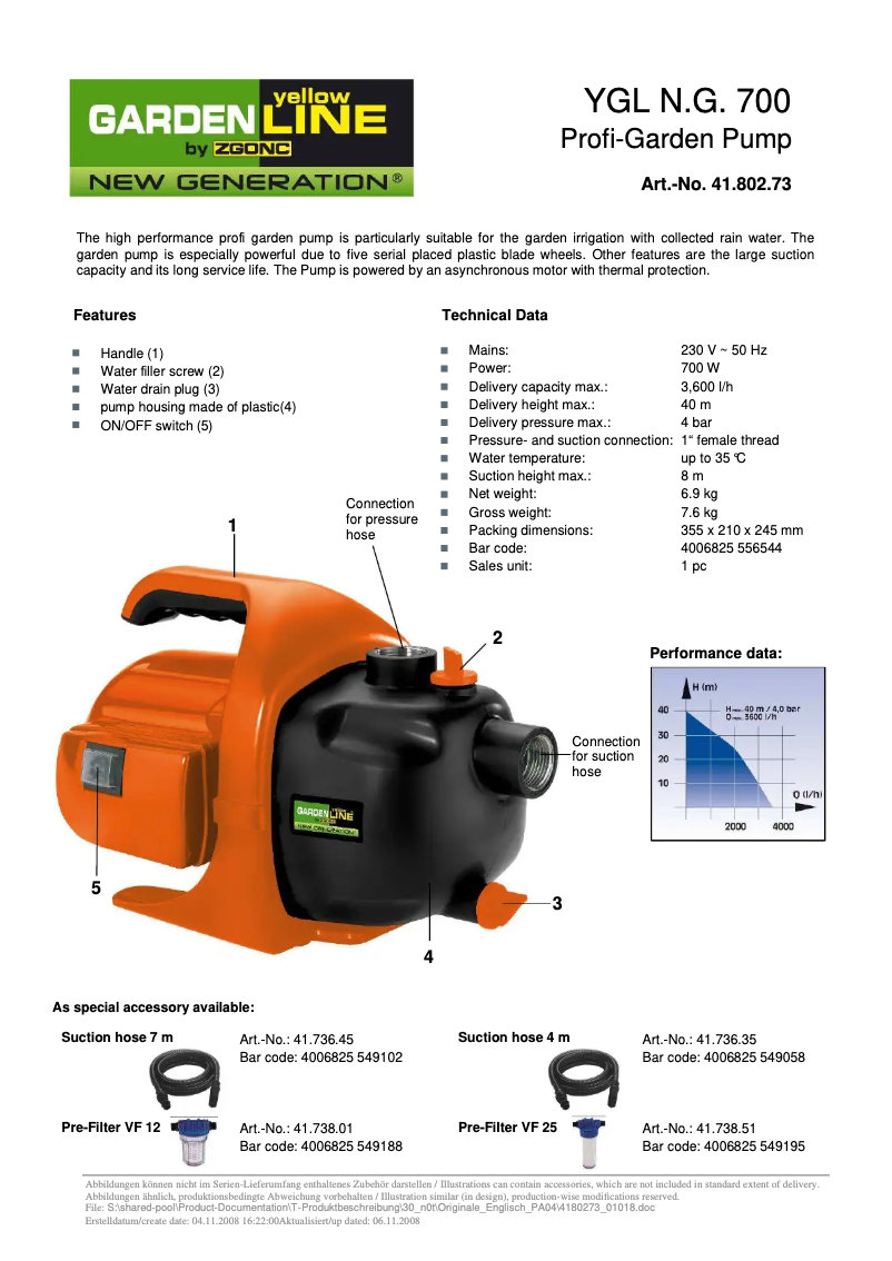 Imagen de la primera página del manual del dispositivo YGL N.G. 700