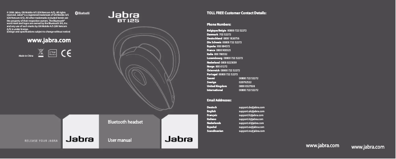 Página 1 del manual Manual de usuario Jabra BT125