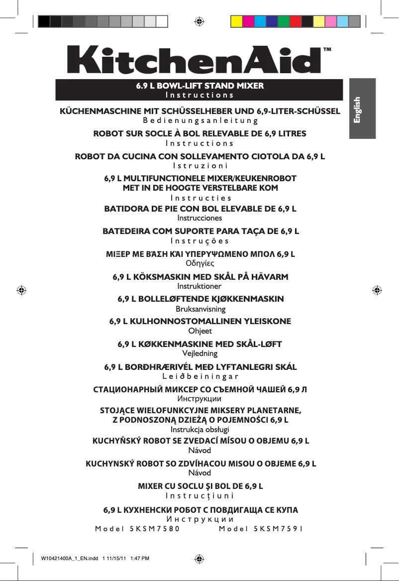 Página nº 1 - Manual de usuario KitchenAid Artisan 5KSM7580X