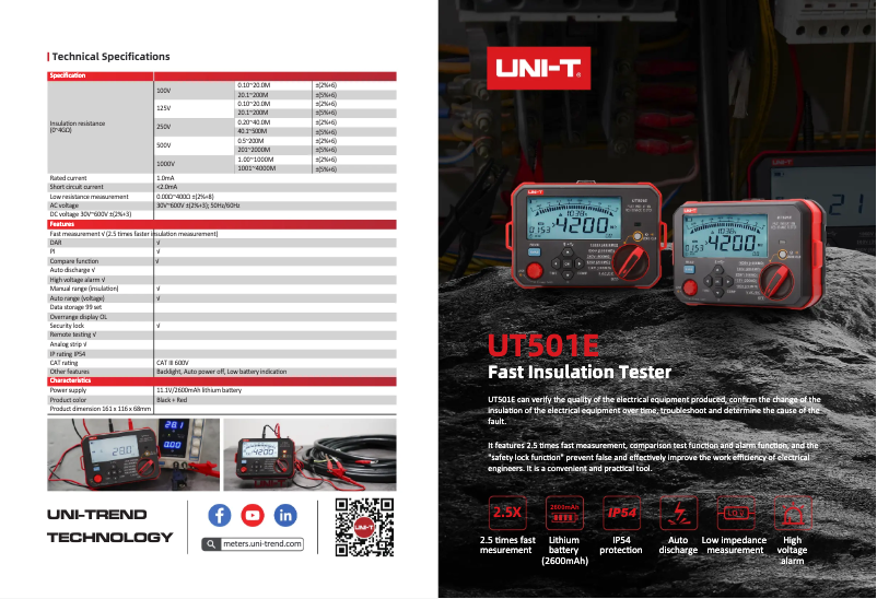 Imagen de la primera página del manual del dispositivo UT501E