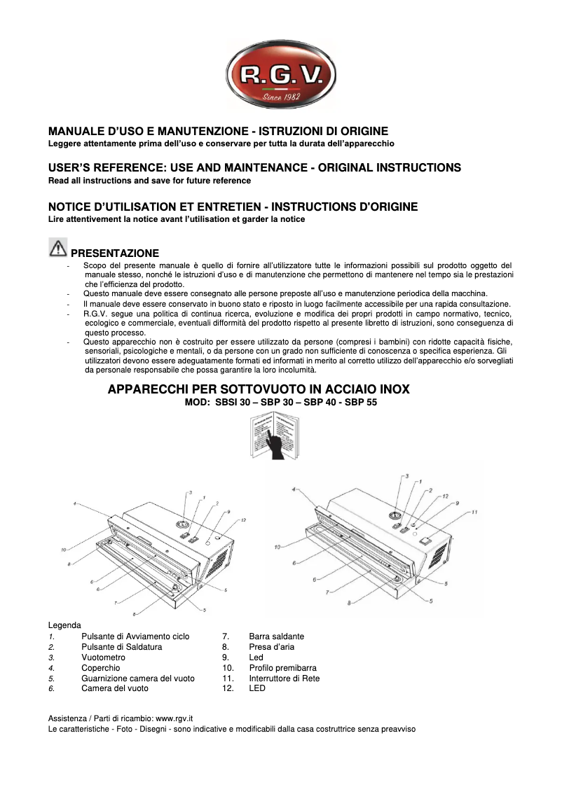 Página nº 1 - Manual de usuario RGV SBSI 30
