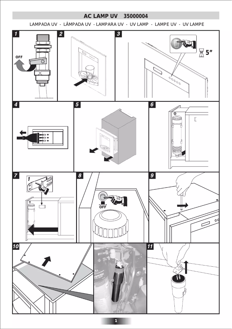 Imagen de la primera página del manual del dispositivo AC LAMP UV