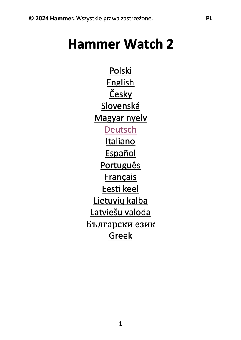 Página 1 del manual Manual de usuario Hammer Watch 2 Lite