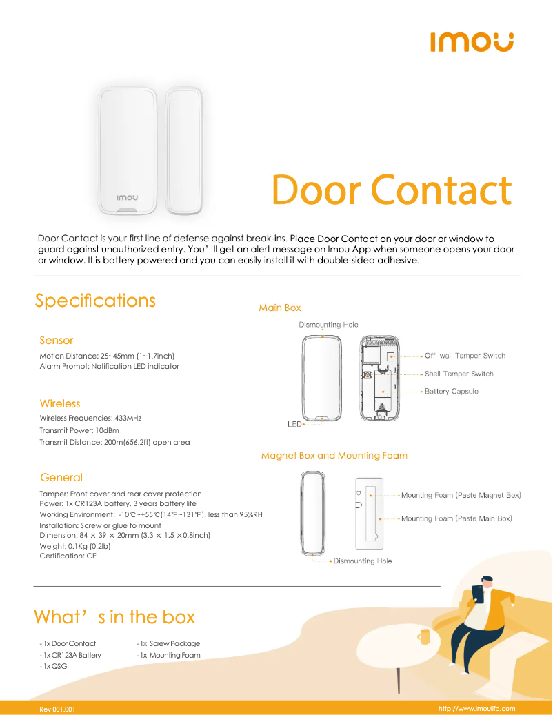 Página 1 del manual Ficha técnica Imou Door Contact