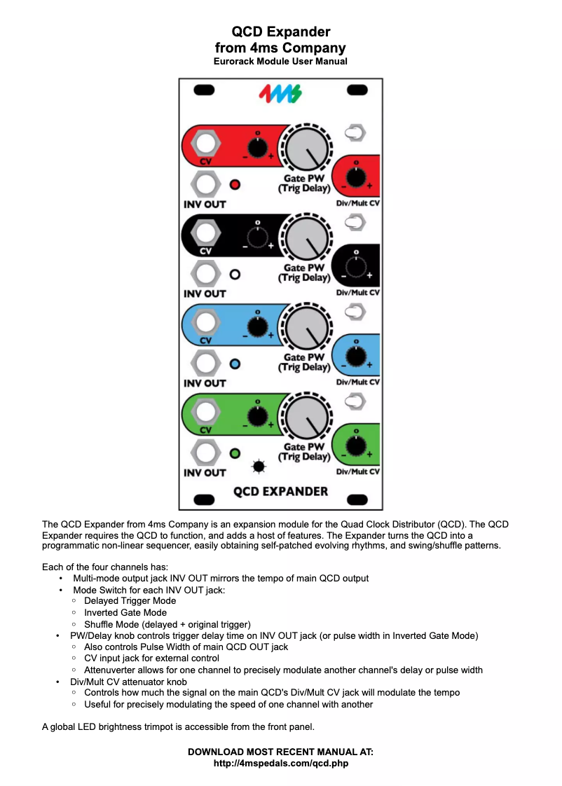 Imagen de la primera página del manual del dispositivo QCD Expander