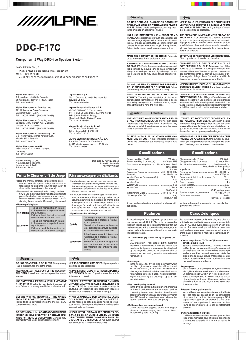 Imagen de la primera página del manual del dispositivo DDC-F17C