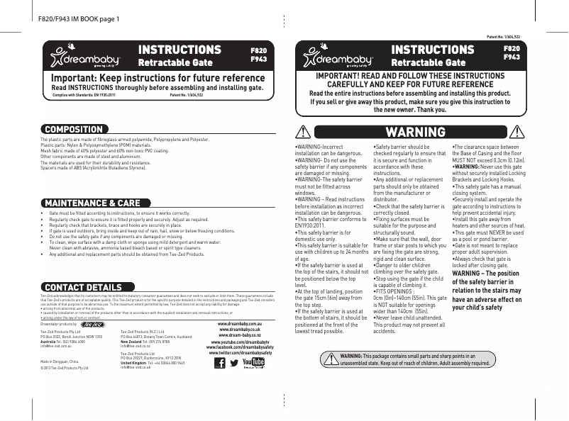 Imagen de la primera página del manual del dispositivo F820