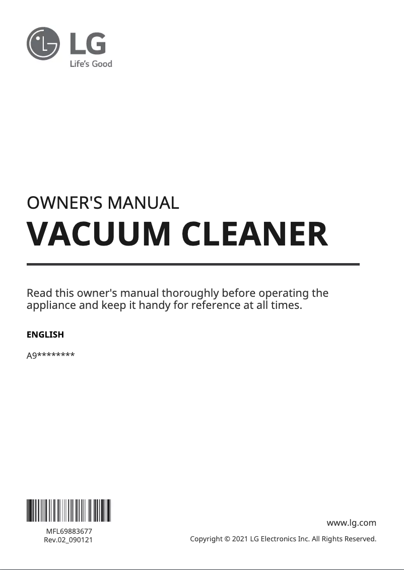 Imagen de la primera página del manual del dispositivo CordZero All A939KBGS