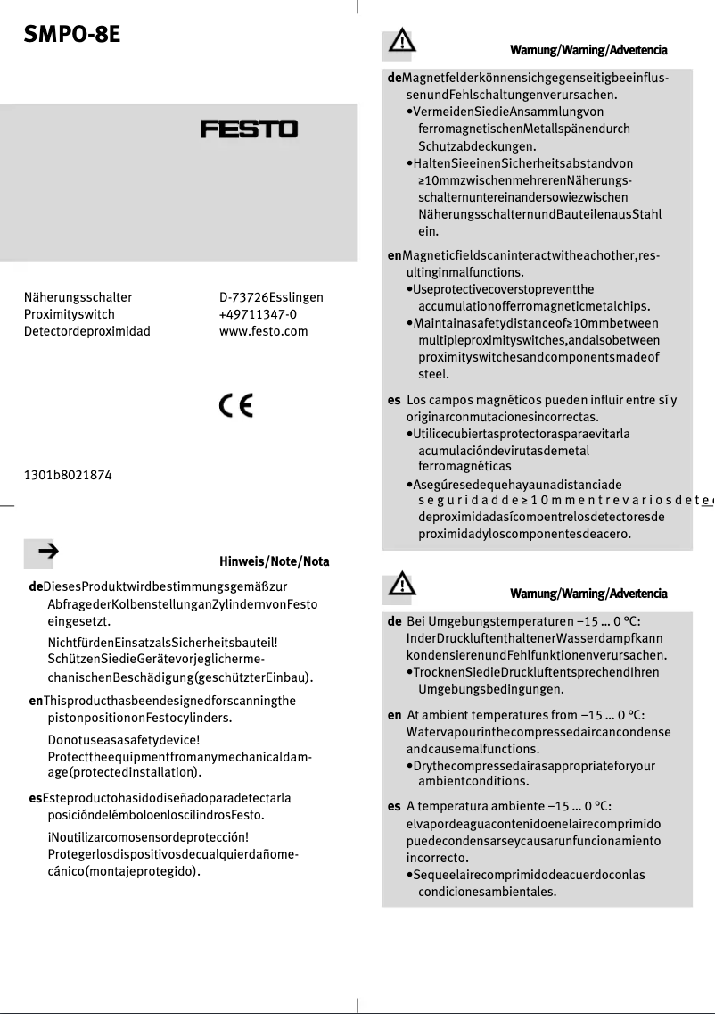 Imagen de la primera página del manual del dispositivo SMPO-8E