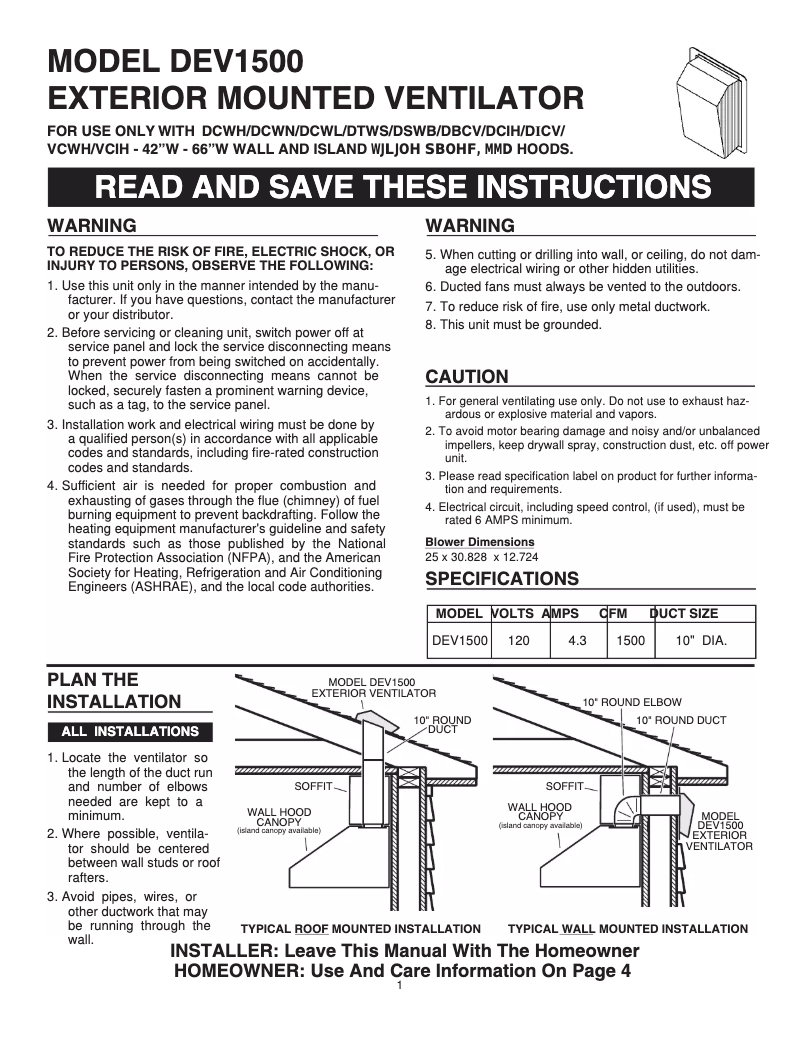 Página 1 del manual Guía de instalación Viking VWH548481SM