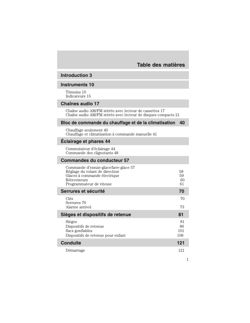 Página 1 del manual Manual de usuario Ford Focus (2003)