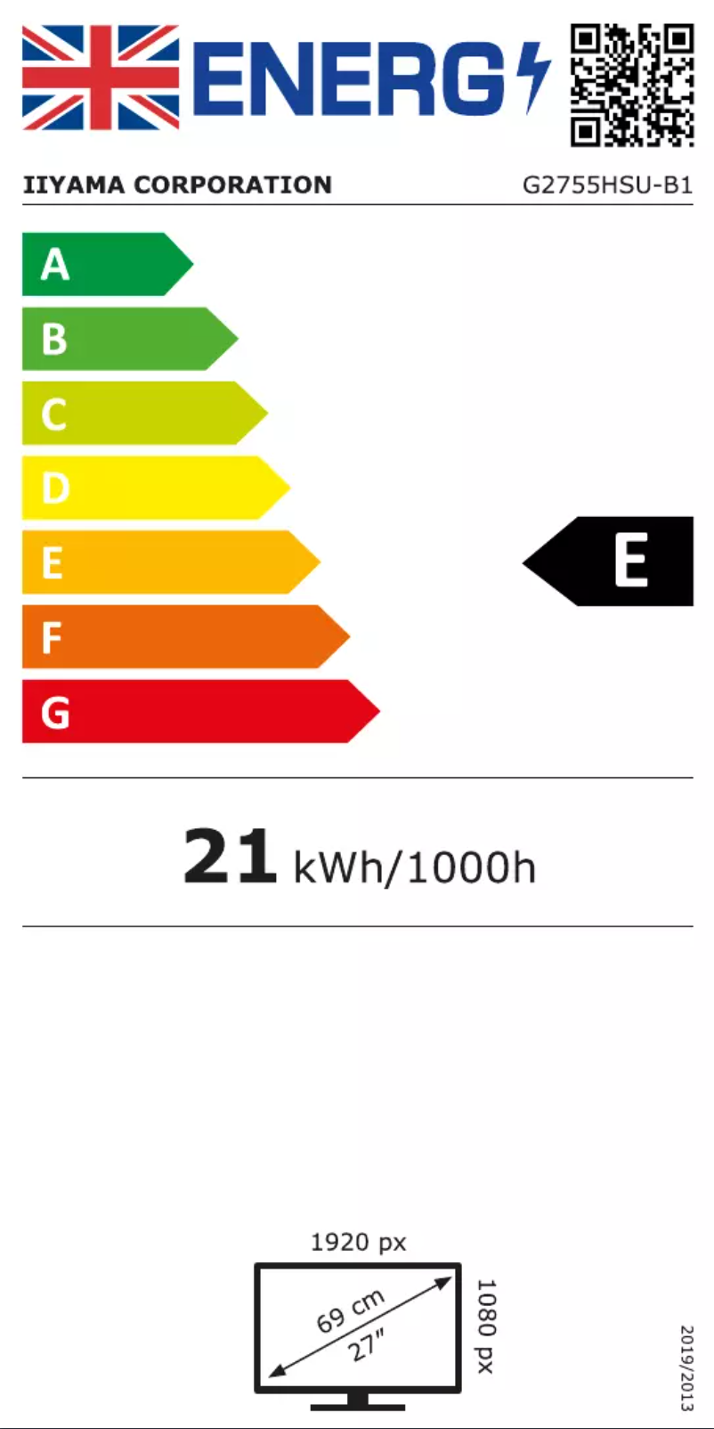 Página 1 del manual Etiqueta energética Iiyama G-Master G2755HSU