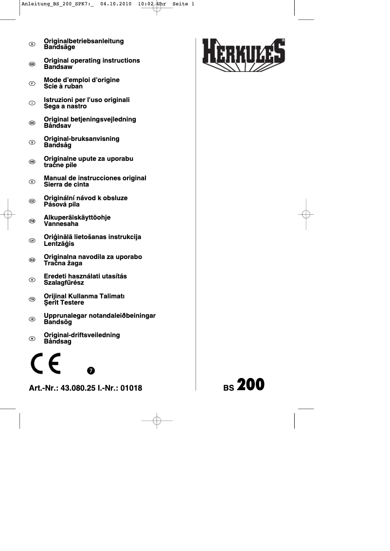 Página 1 del manual Manual de usuario Herkules BS 200