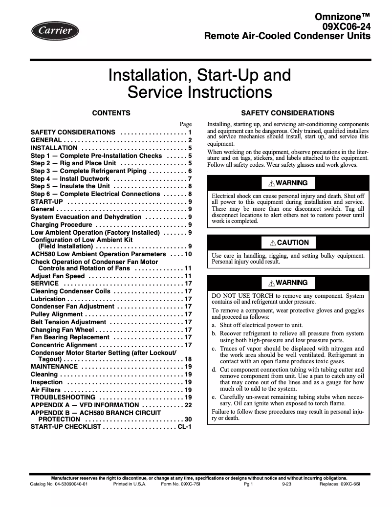 Imagen de la primera página del manual del dispositivo Omnizone 09XC