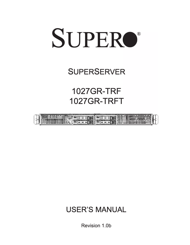 Página nº 1 - Manual de usuario Supermicro SuperServer 1027GR-TR2