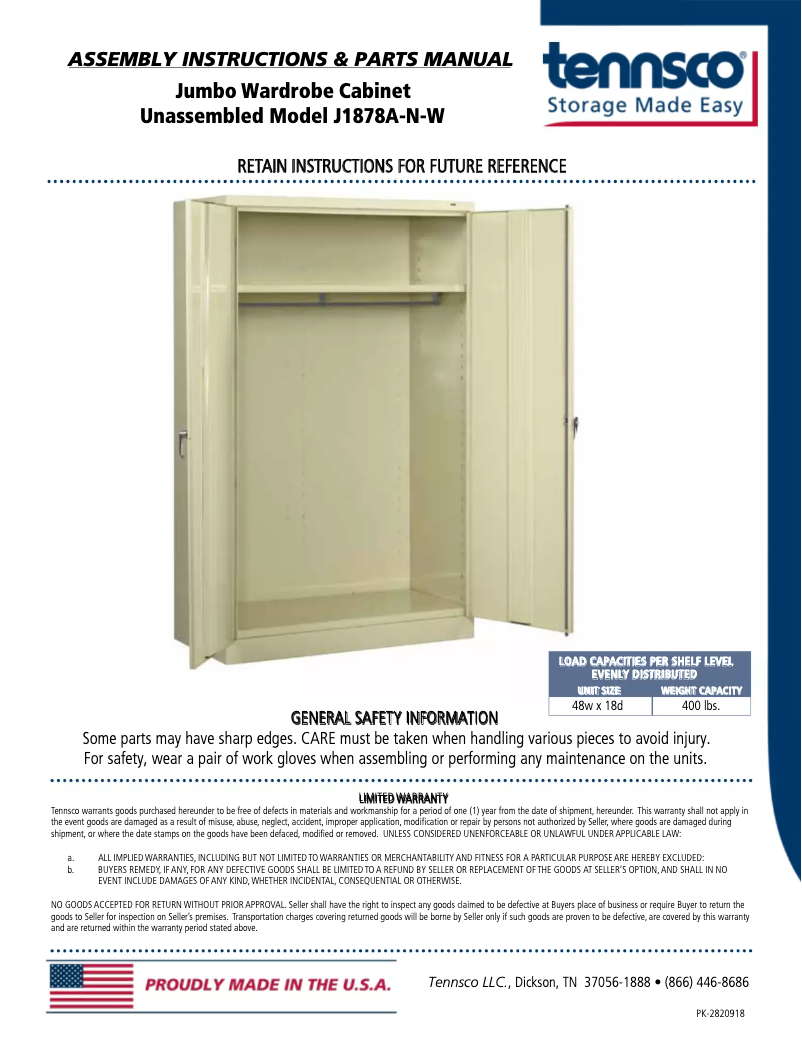 Imagen de la primera página del manual del dispositivo J1878A-N-W