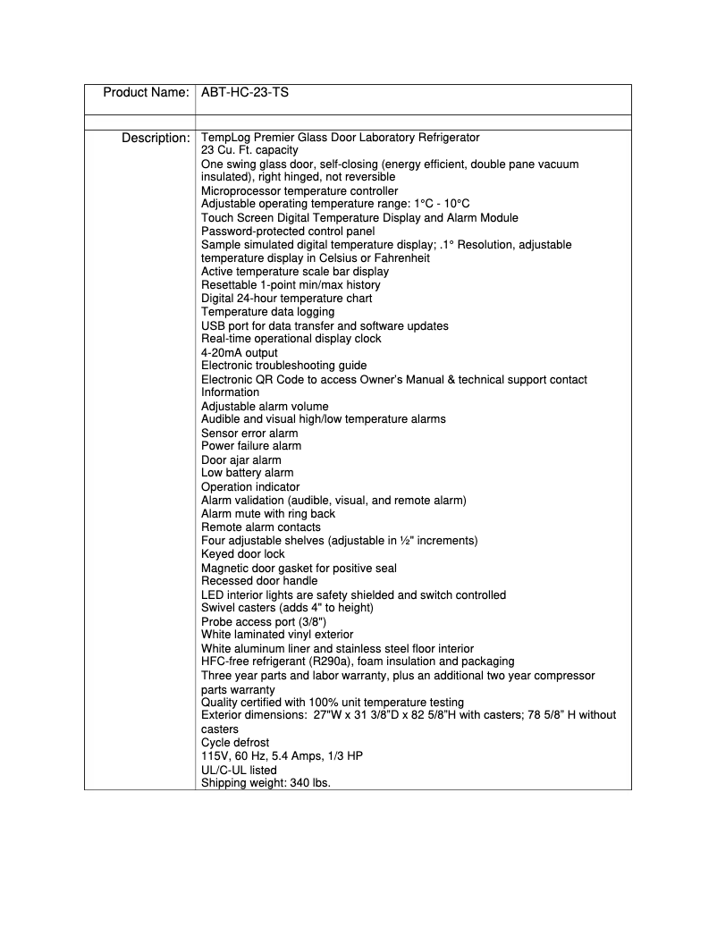 Imagen de la primera página del manual del dispositivo ABT-HC-23-TS