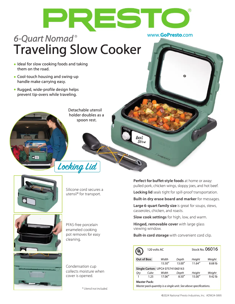 Página 1 del manual Ficha técnica Presto Nomad 06016