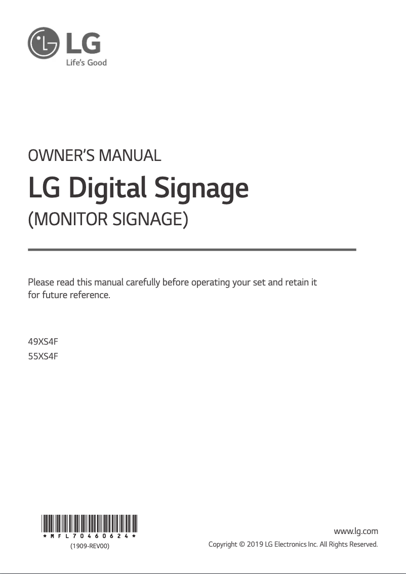 Imagen de la primera página del manual del dispositivo 55XS4F