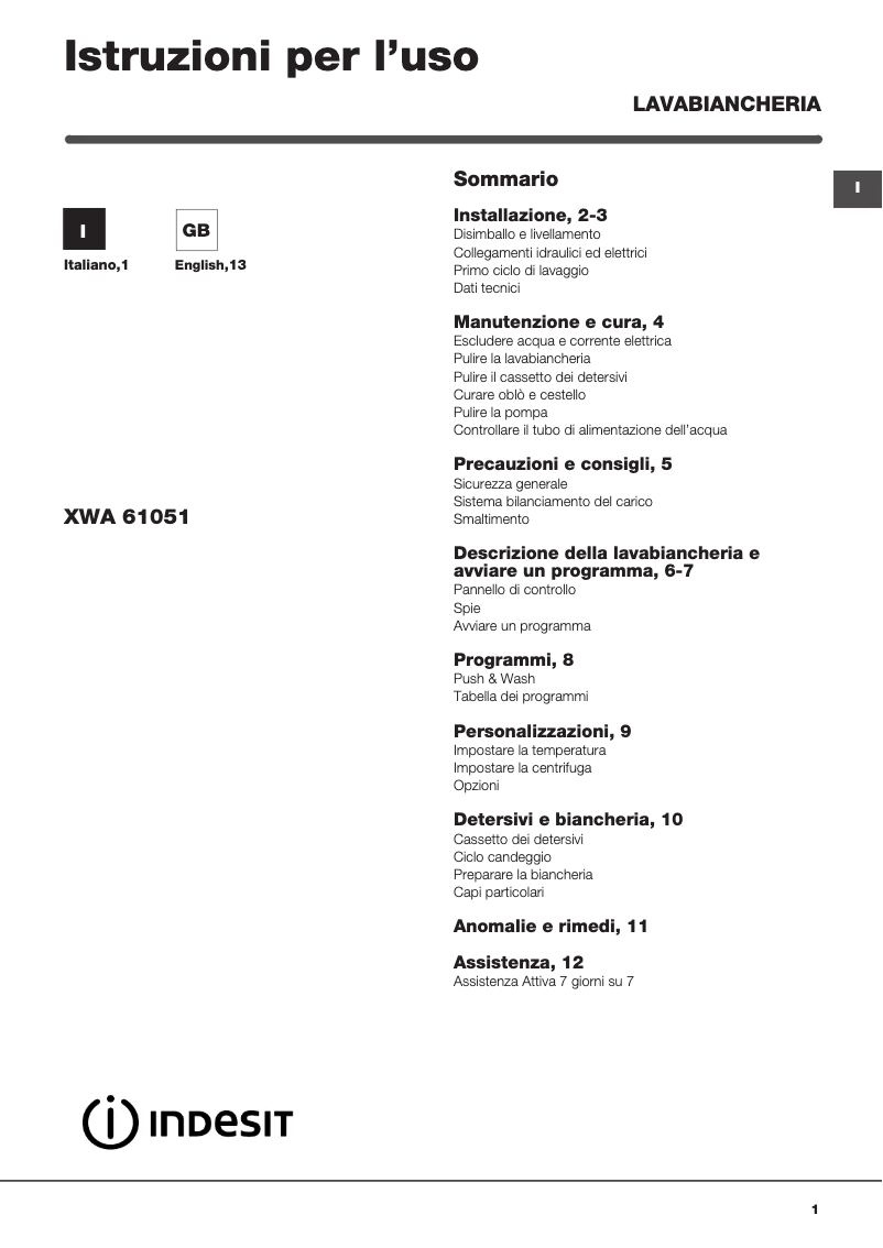 Imagen de la primera página del manual del dispositivo XWA 61051