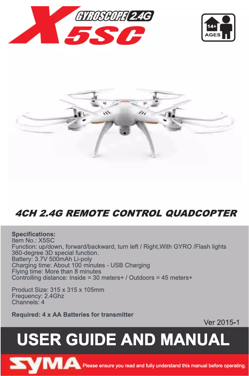 Página nº 1 - Manual de usuario Syma X5SC