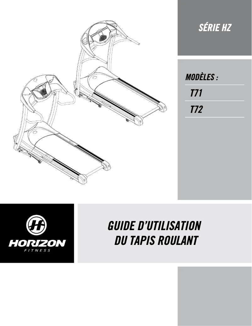 Página 1 del manual Manual de usuario Horizon Fitness HZ Series T72