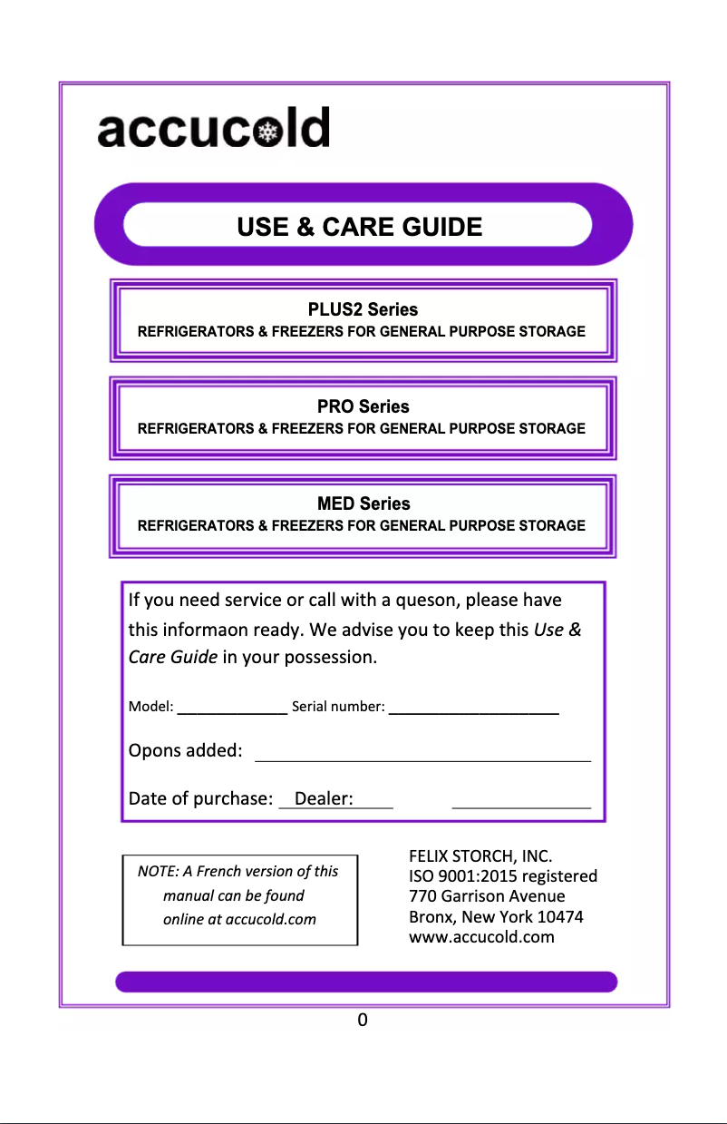 Página 1 del manual Guía de instalación Summit Accucold FFAR10PLUS2