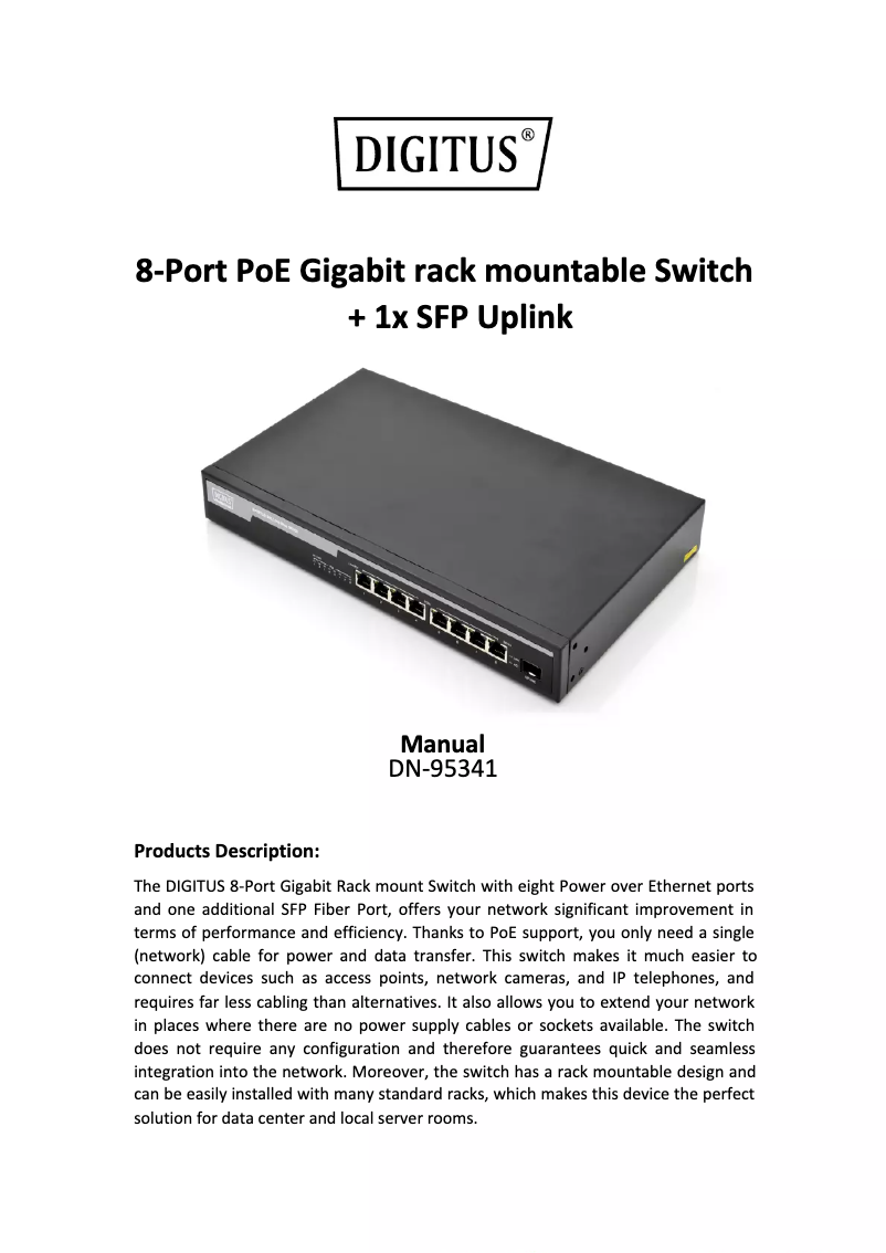 Imagen de la primera página del manual del dispositivo DN-95341