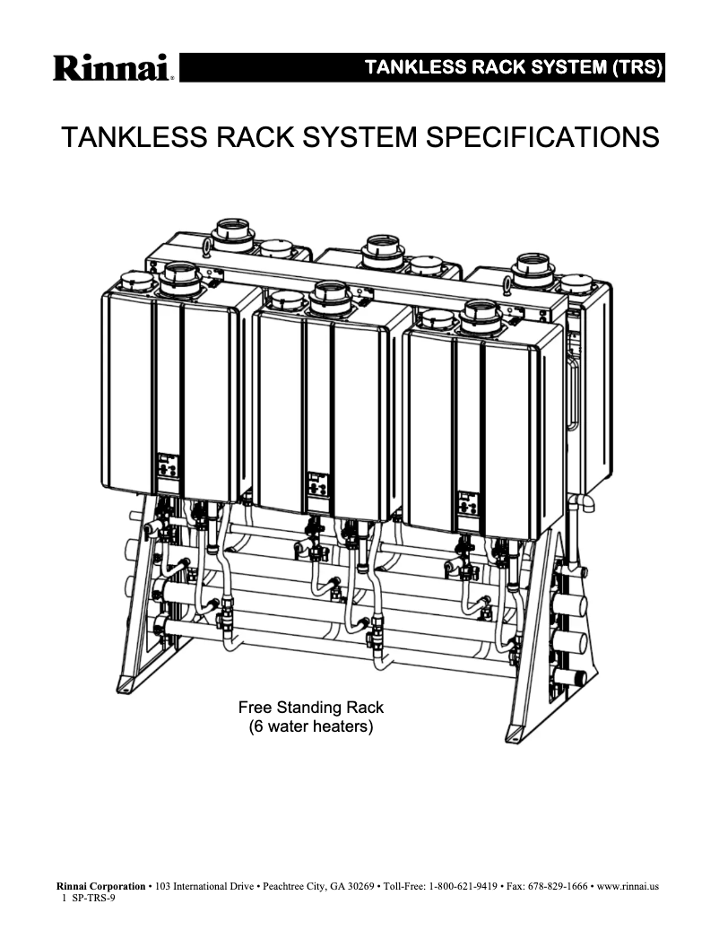 Imagen de la primera página del manual del dispositivo Tankless Rack System TRW02HE