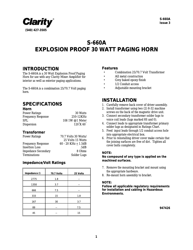 Imagen de la primera página del manual del dispositivo S-660A