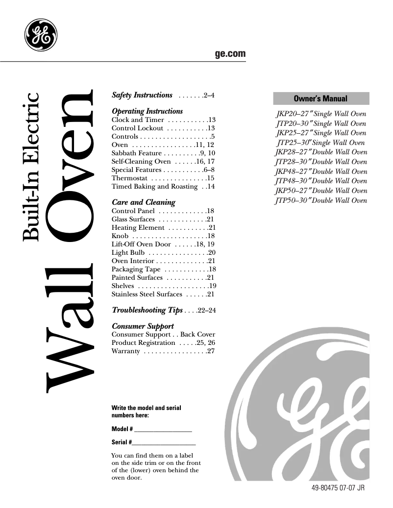 Imagen de la primera página del manual del dispositivo JTP50SHSS
