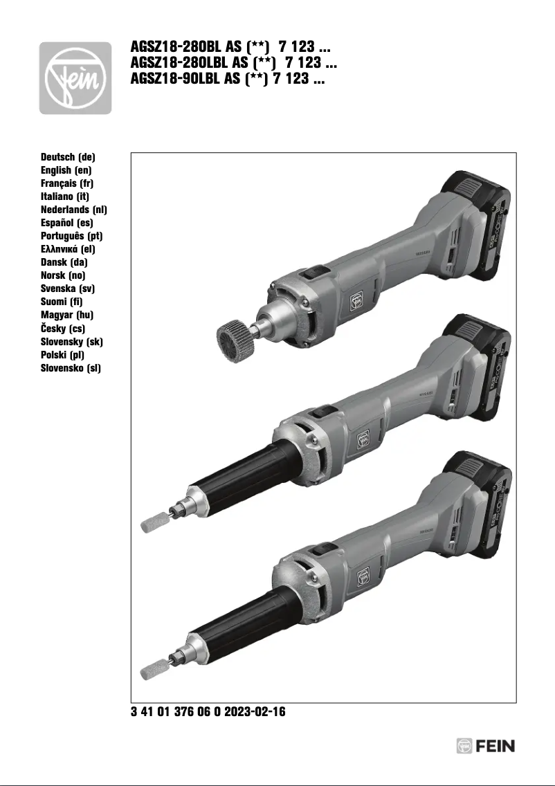 Página 1 del manual Manual de usuario Fein AGSZ 18-280 LBL AS