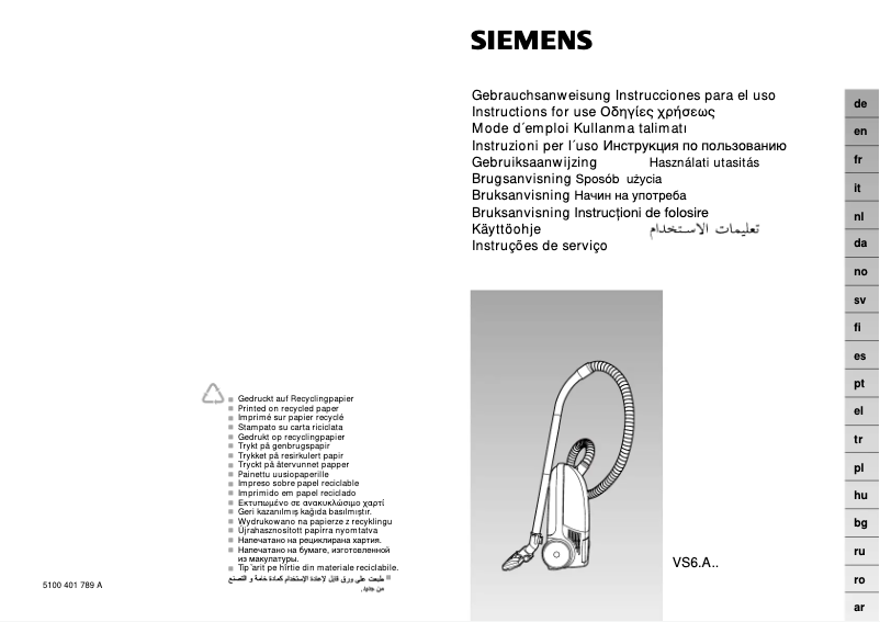 Página nº 1 - Manual de usuario Siemens VS62A08