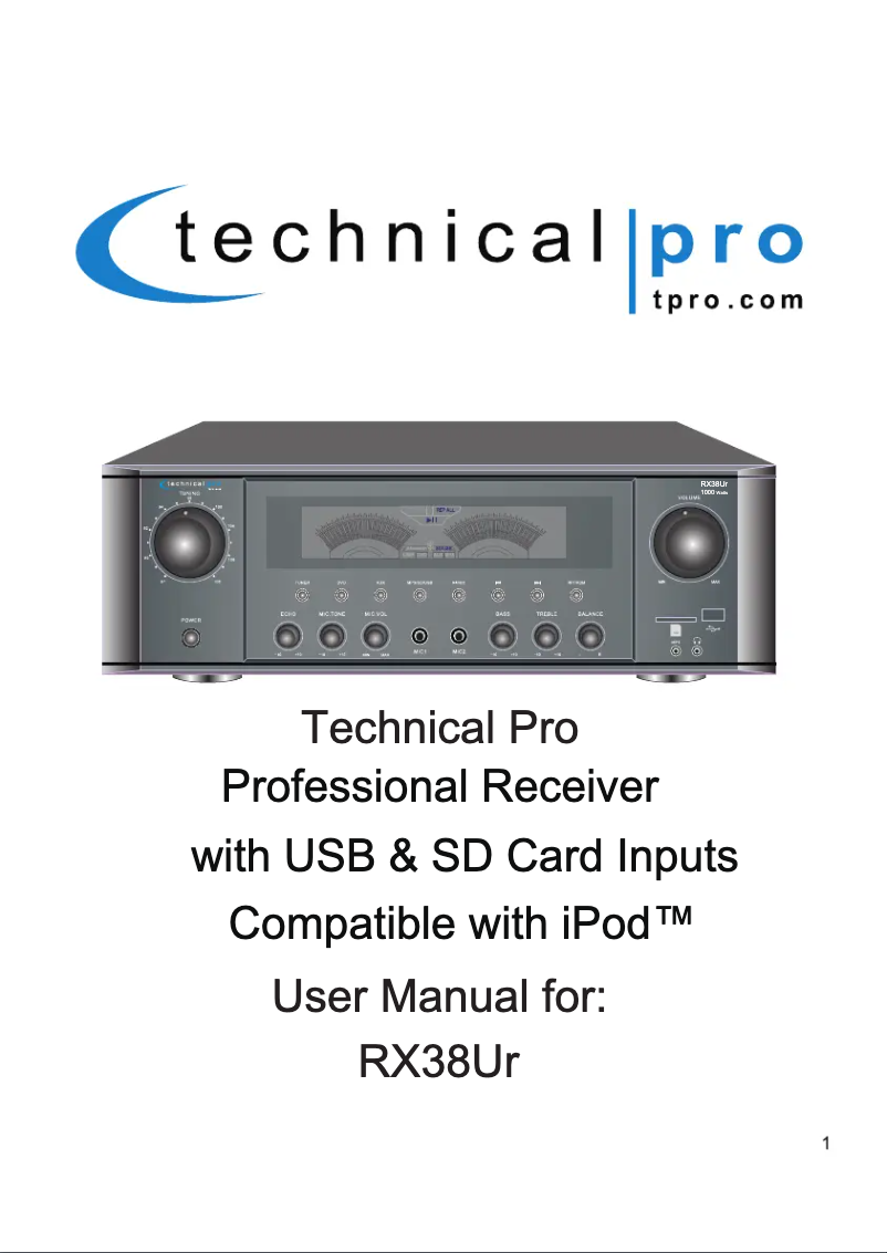 Imagen de la primera página del manual del dispositivo RX38UR
