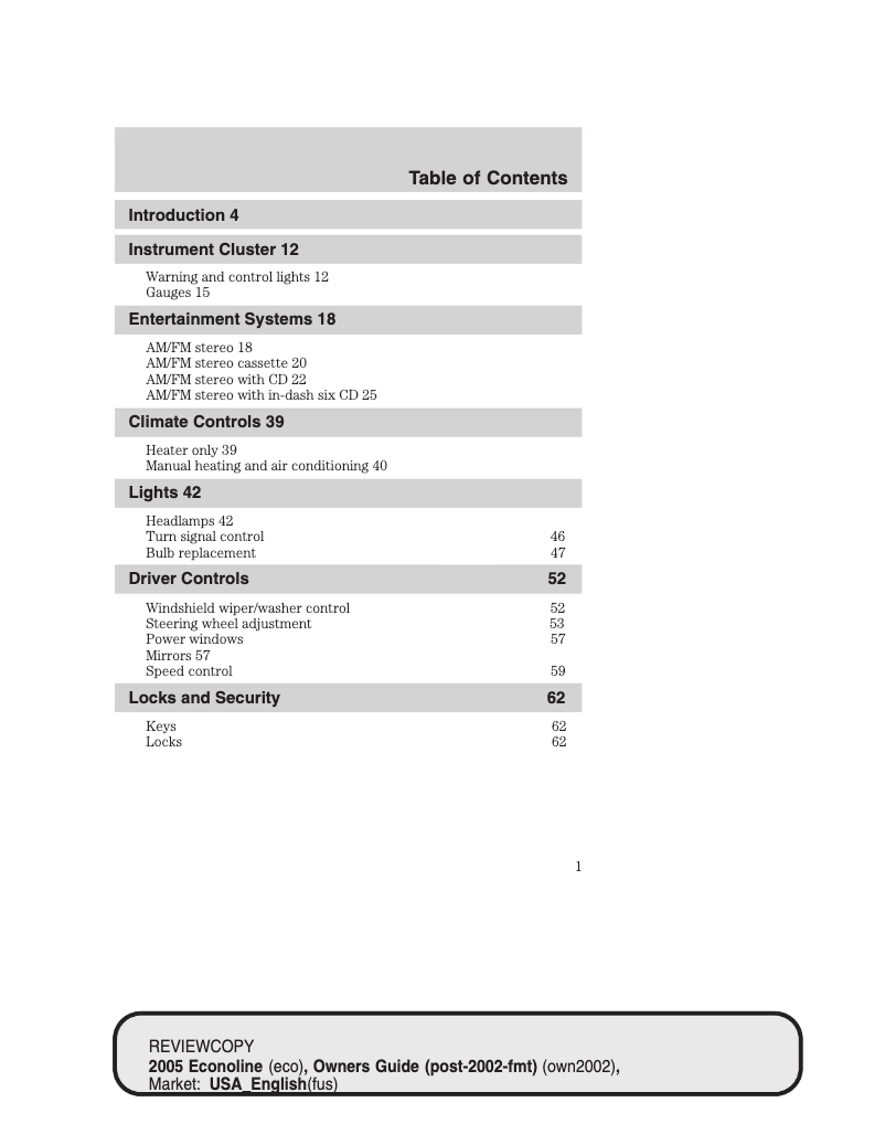Página 1 del manual Manual de usuario Ford E-250 (2005)