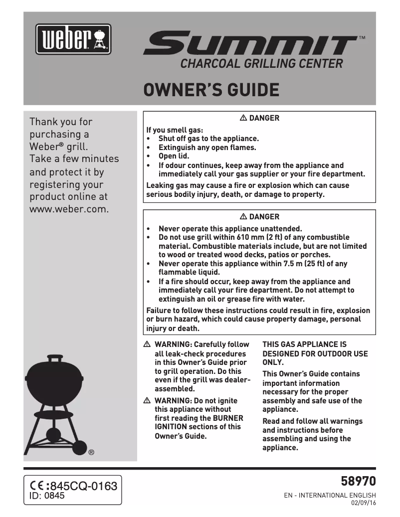 Página 1 del manual Manual de usuario Weber Summit Charcoal