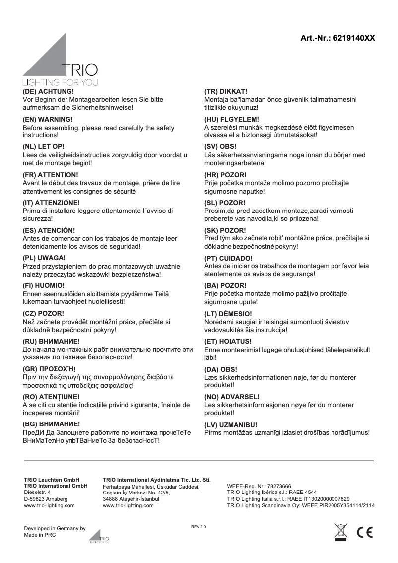 Imagen de la primera página del manual del dispositivo Lugano 621914001