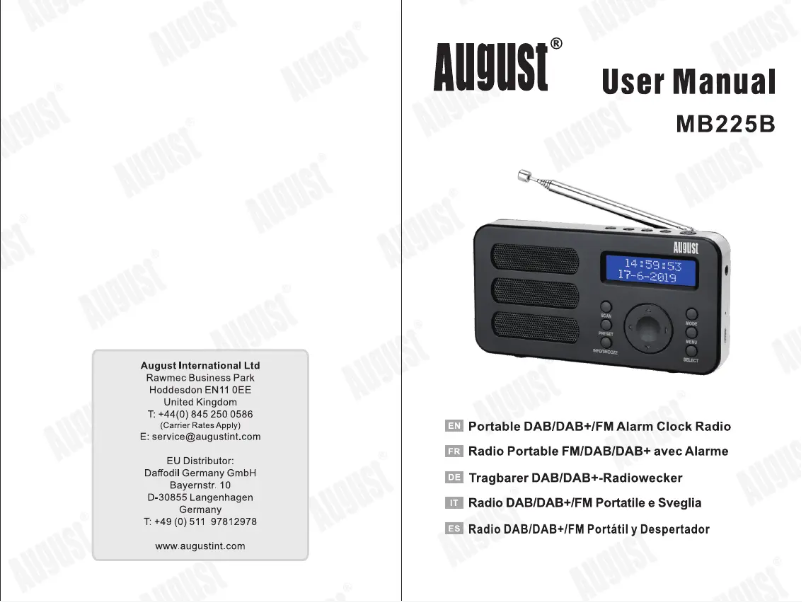 Página 1 del manual Manual de usuario August MB225