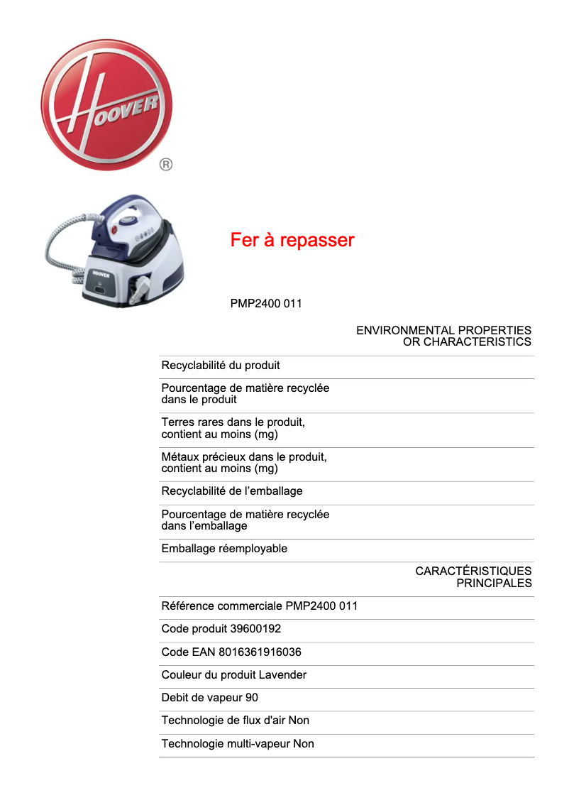 Imagen de la primera página del manual del dispositivo IronVision PMP2400 011